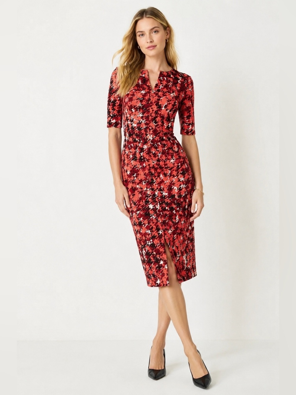 Yoana Baraschi for Anthropologie Abstract Red Print Dress Size L